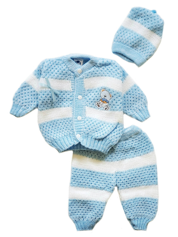 Unisex Baby Multi Color Crochet Hat Sweater Pant 3 Pc Set Newborn - SophiasStyle.com